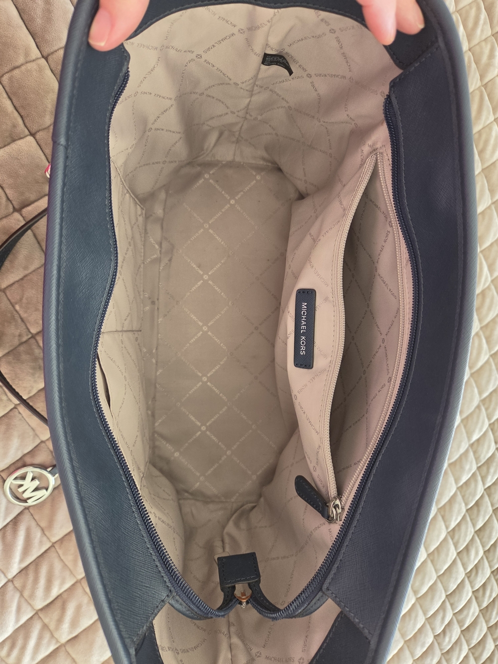 Michael Kors Navy Saffiano Tote with Michael Kors Logo Zip Wallet. #SW - Picture 7 of 16